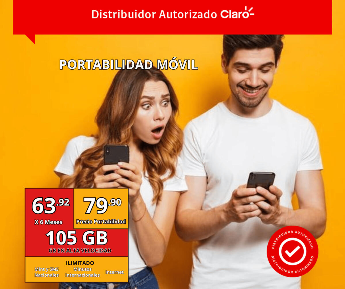 Plan Portabilidad 79.90 Planes Max Ilimitados - Planes 79.90 El plan de portabilidad a Claro a 79.90 tiene un descuento de 20% de descuento por los 6 primeros meses. Ilimitados: - Minutos y SMS nacionales - Minutos Internacionales - Internet Cobertura Internacional: - Minutos